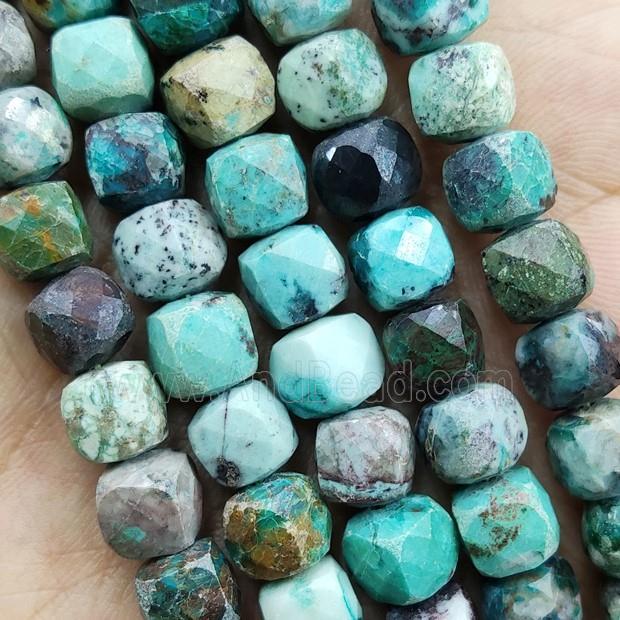 Green Chrysocolla Beads Faceted Cube