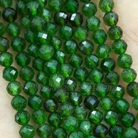 Green Diopside Beads Faceted Round AA-Grade