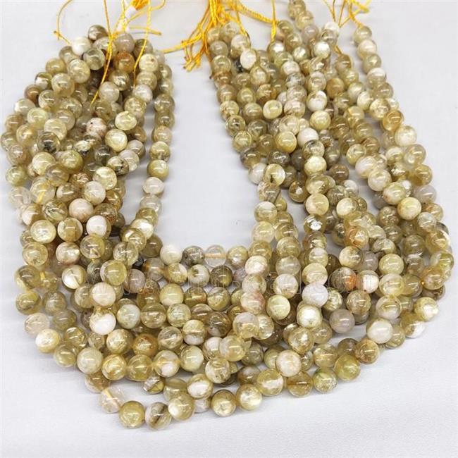 Green Lepidolite Beads Smooth Round