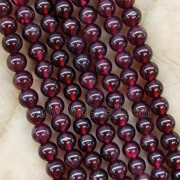 Red Garnet Beads Smooth Round