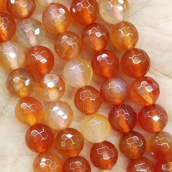 Red Carnelian Agate Beads Faceted Round