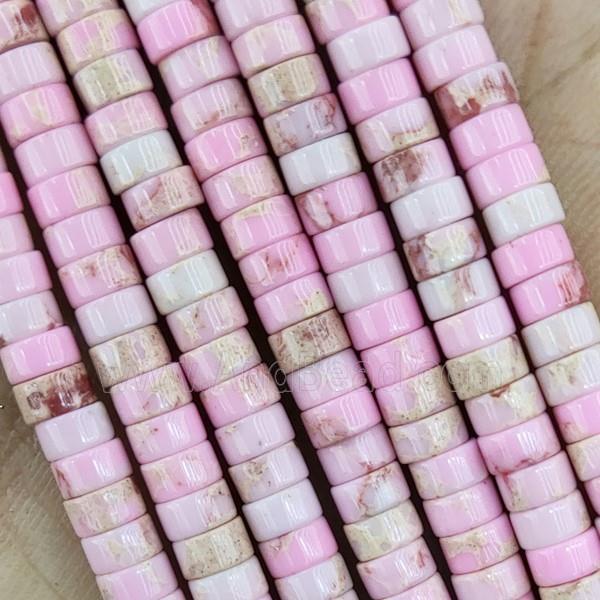 Pink Dye Imperial Jasper Heishi Beads