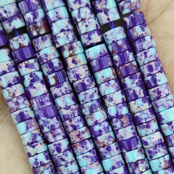 Purple Dye Imperial Jasper Heishi Beads