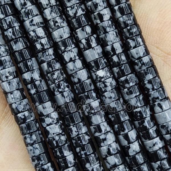 Black Snowflake Jasper Heishi Beads
