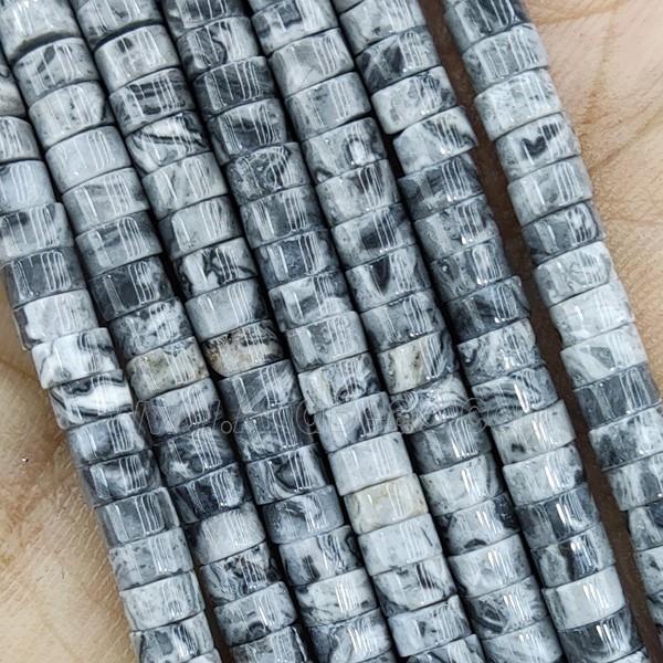 Gray Map Jasper Heishi Beads