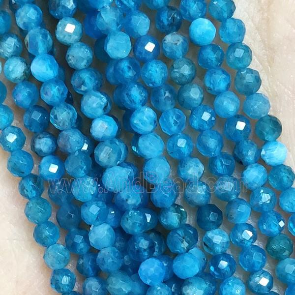Blue Apatite Beads Faceted Round AA-Grade