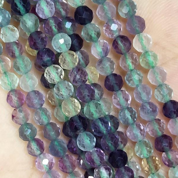 Natural Fluorite Beads Faceted Round Multicolor