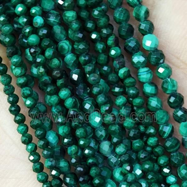 Natural Malachite Beads Tiny Green Faceted Round