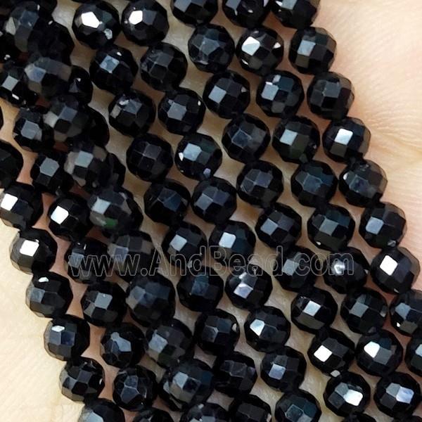 Natural Black Spinel Beads Faceted Round