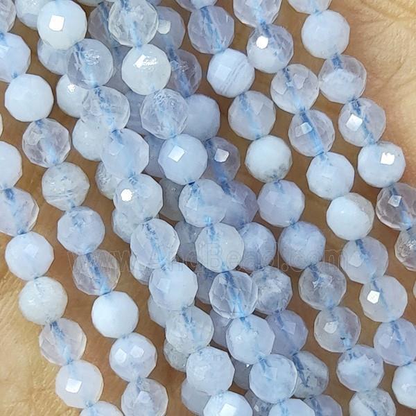 Natural Blue Lace Agate Beads Faceted Round