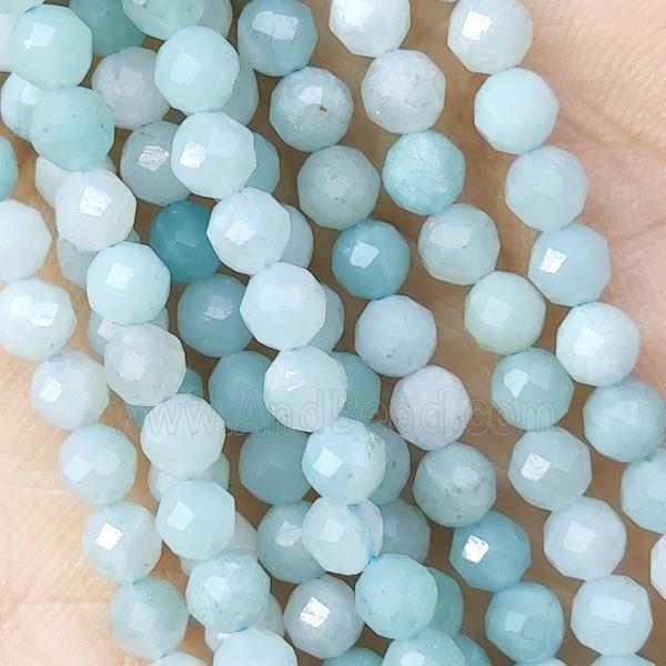 Blue Amazonite Beads Faceted Round Tiny