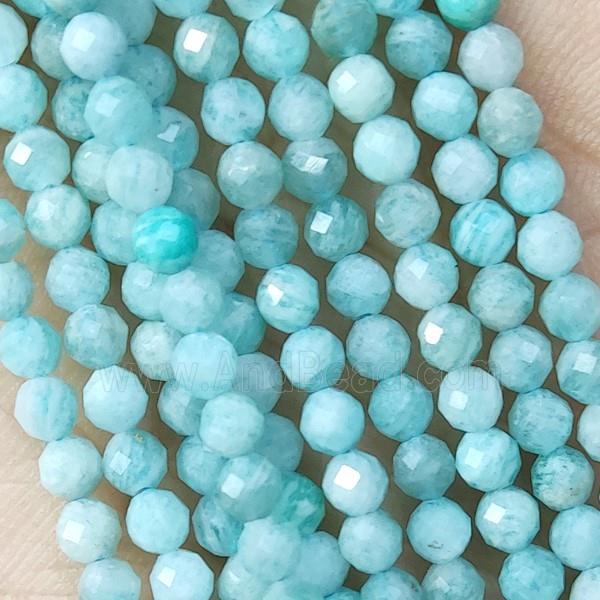 Green Amazonite Beads Tiny Faceted Round