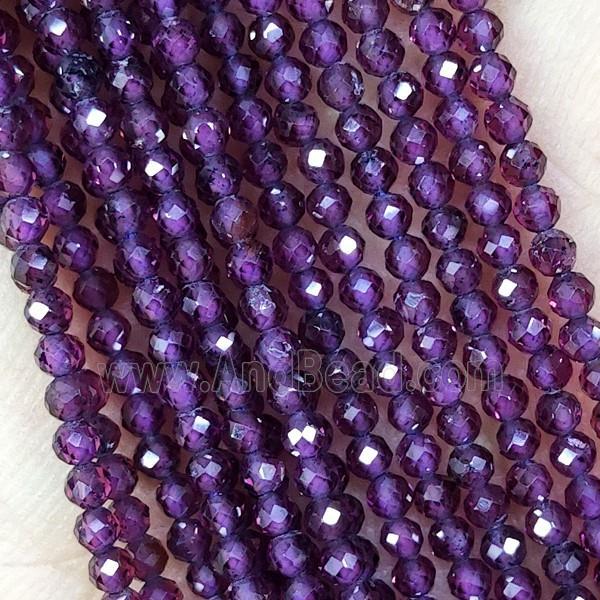 Purple Garnet Beads Tiny Faceted Round
