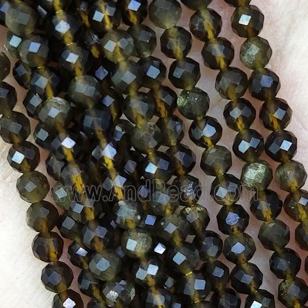 Golden Obsidian Beads Faceted Round