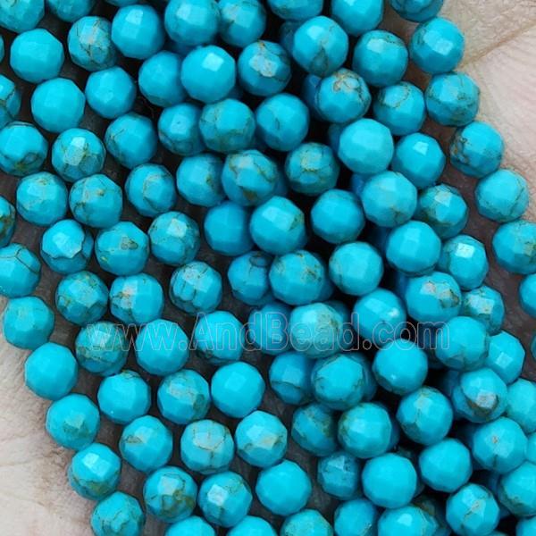 Synthetic Turquoise Beads Faceted Round