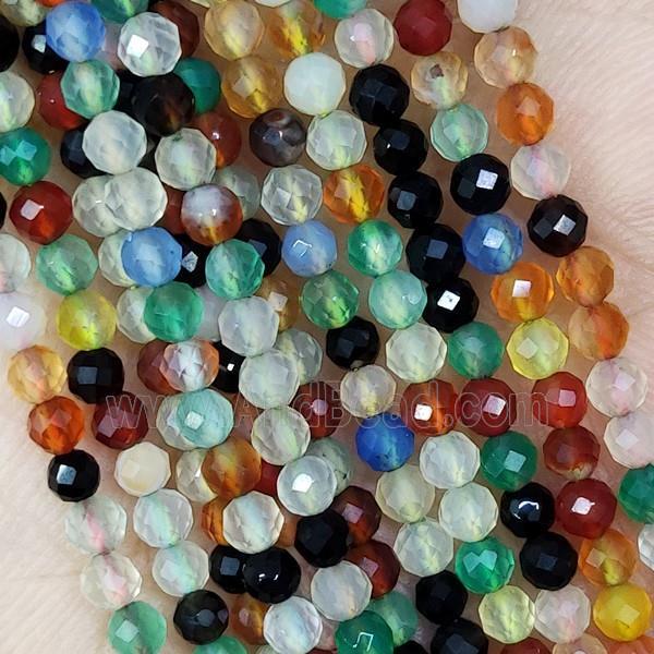 Natural Agate Beads Mix Color Dye Faceted Round