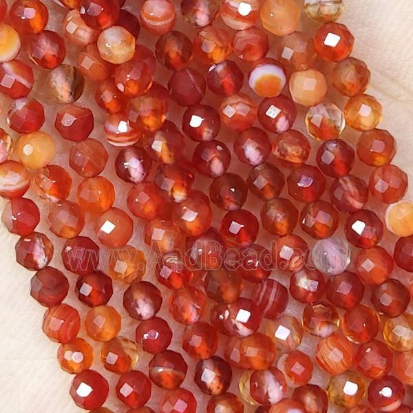 Red Striped Agate Beads Faceted Round