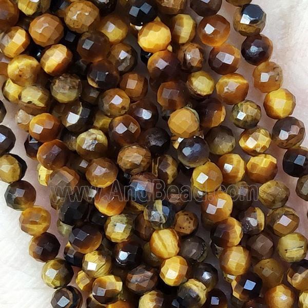 Natural Tiger Eye Stone Beads Yellow Tiny Faceted Round