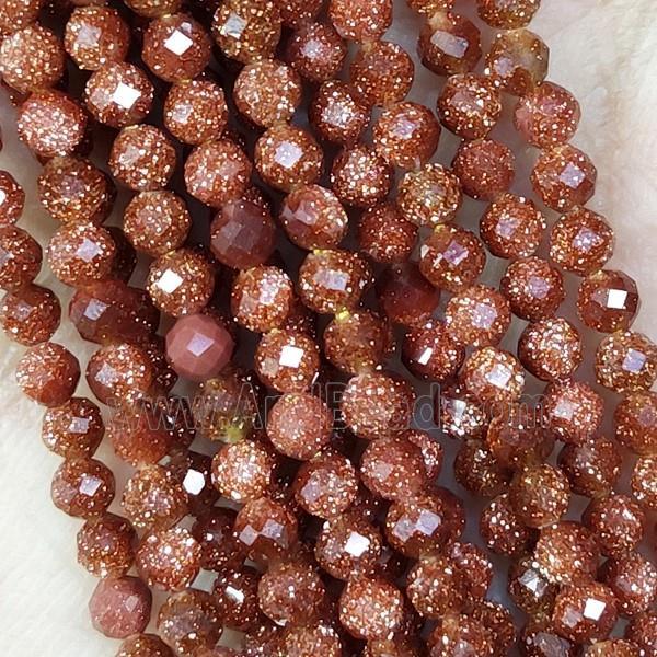 Golden Sandstone Beads Faceted Round