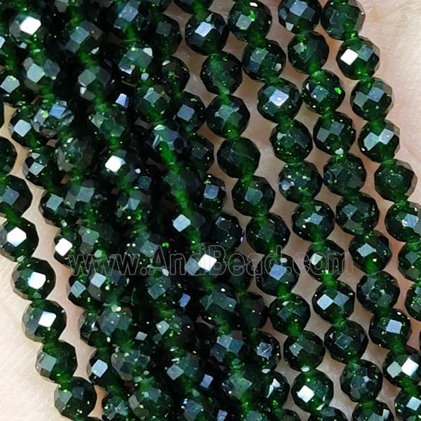 Green Sandstone Beads Faceted Round