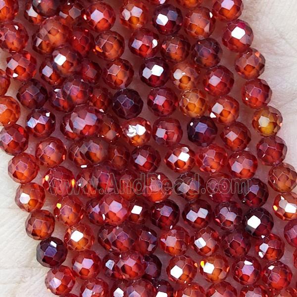 Red Cubic Zircon Beads Faceted Round