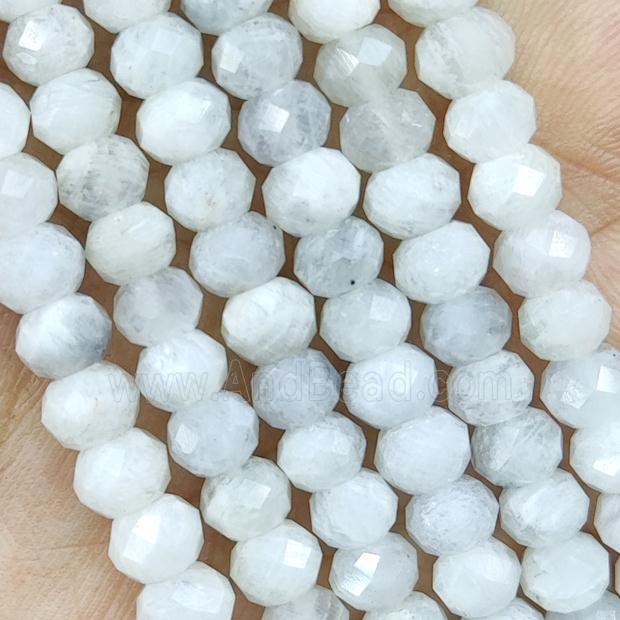 White Moonstone Beads Faceted Rondelle