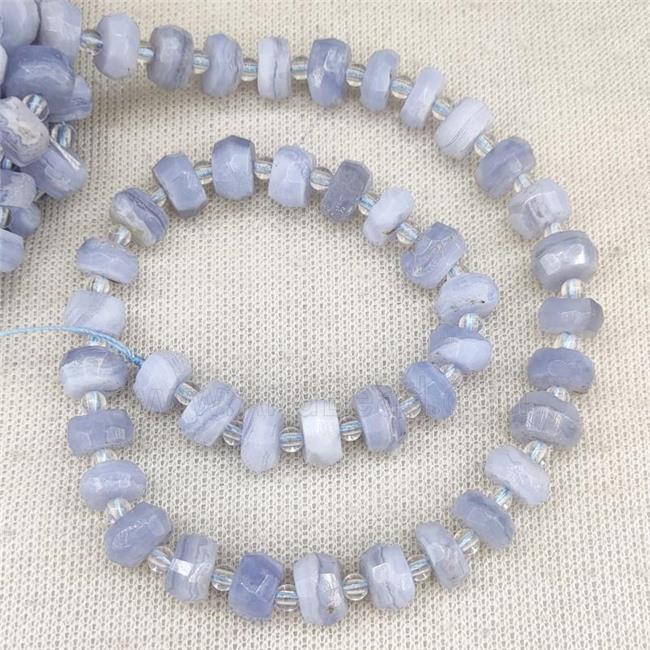 Blue Lace Agate Beads Faceted Rondelle A-Grade