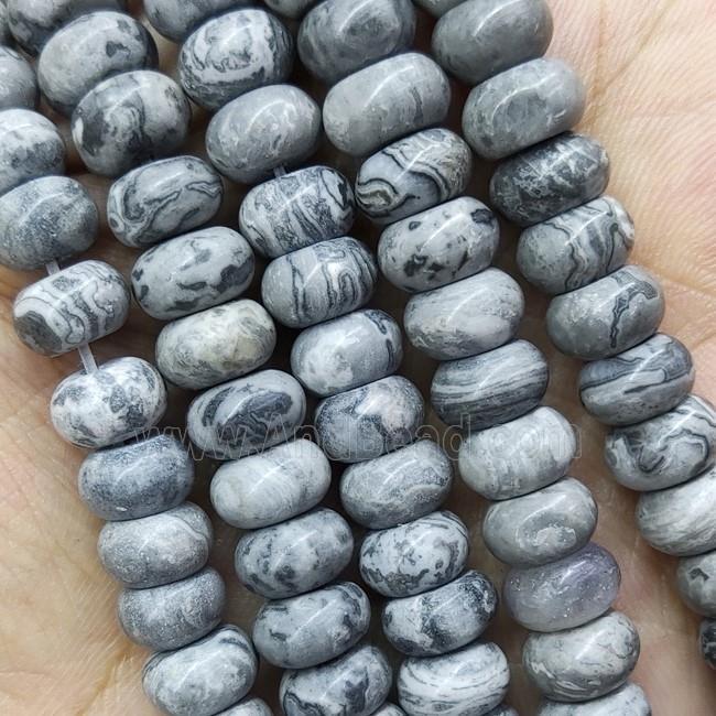 Gray Map Jasper Rondelle Beads