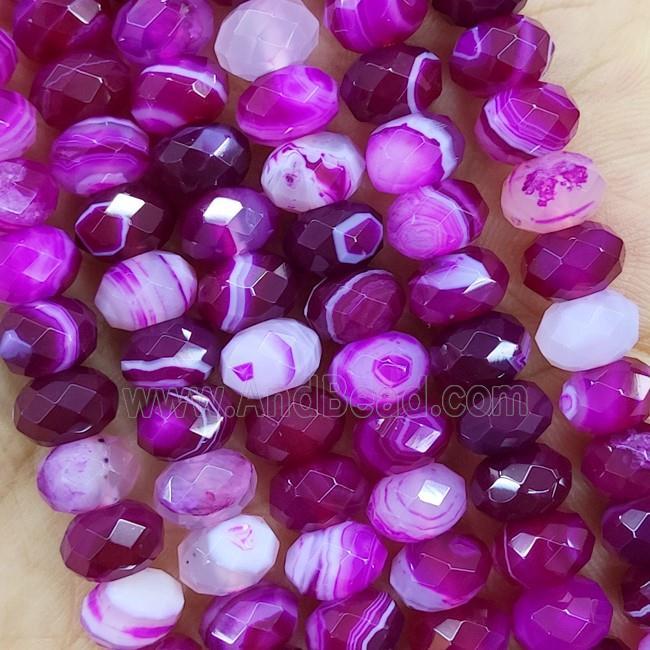 Hotpink Striped Agate Beads Faceted Rondelle