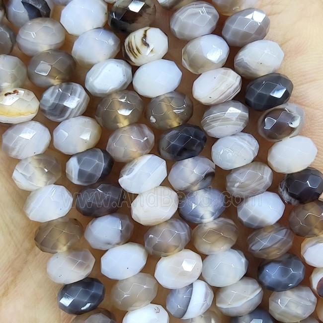 Gray Striped Agate Beads Faceted Rondelle