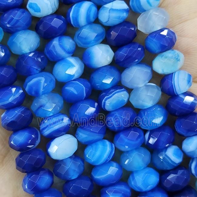 SkyBlue Striped Agate Beads Faceted Rondelle