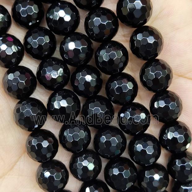 Black Onyx Agate Beads Faceted Round