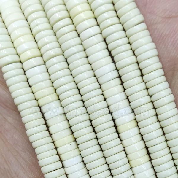 Lt.yellow Oxidative Agate Heishi Beads