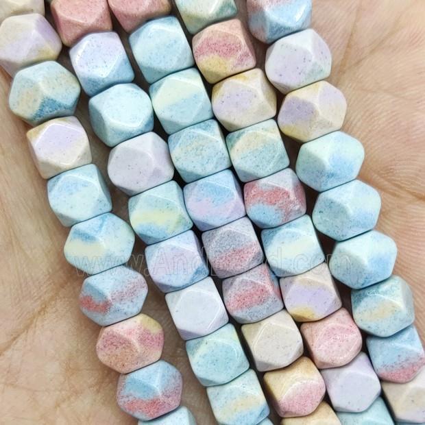 Multicolor Alashan Agate Beads Faceted Cube