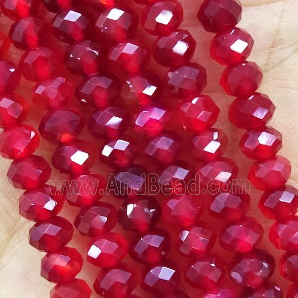 Red Carnelian Agate Beads Faceted Rondelle AA-Grade