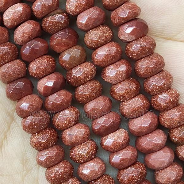 Gold Sandstone Beads Faceted Rondelle