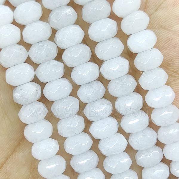 White Jade Beads Faceted Rondelle