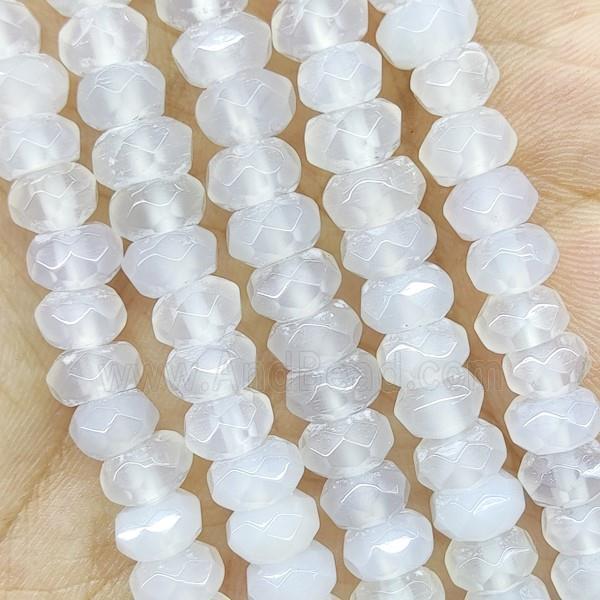 White Agate Beads Faceted Rondelle