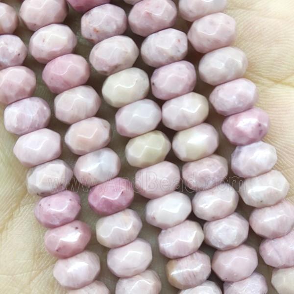Pink Wood Lace Jasper Beads Faceted Rondelle