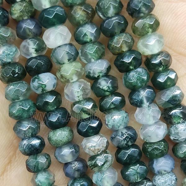 Greem Moss Agate Beads Faceted Rondelle