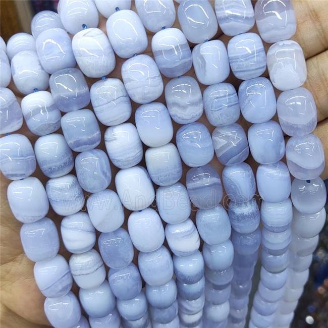Natural Blue Lace Agate Barrel Beads AAA-Grade