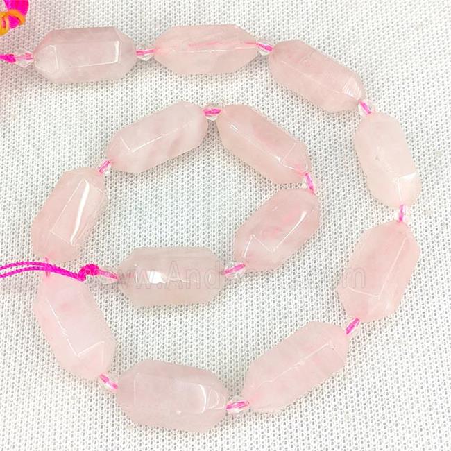 Pink Rose Quartz Prism Beads