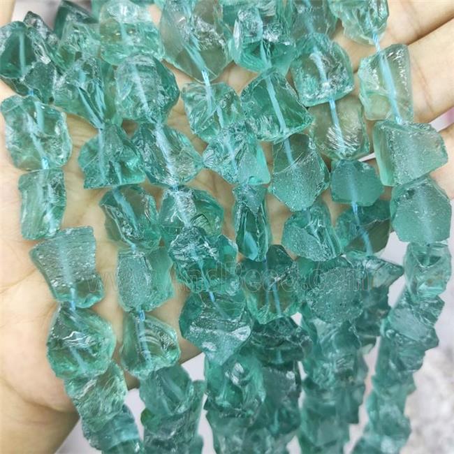 Green Glass Beads Freeform Rough