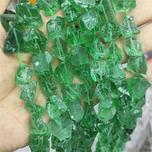 Green Glass Beads Freeform Rough