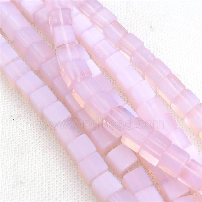 Pink Opalite Cube Beads
