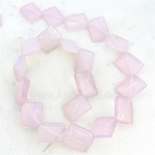 Pink Opalite Square Beads Corner-Drilled