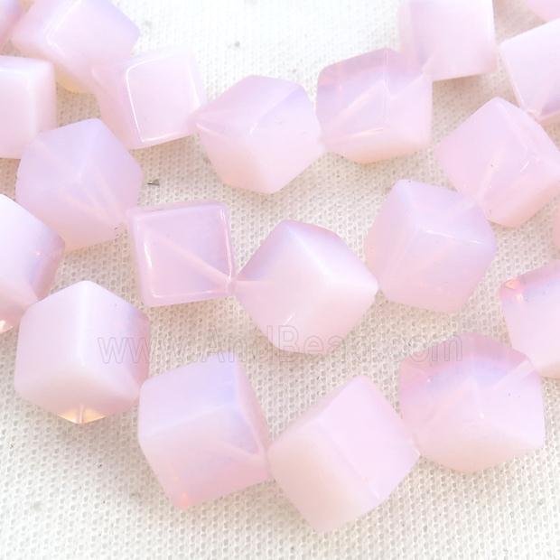 Pink Opalite Cube Beads Corner-Drilled