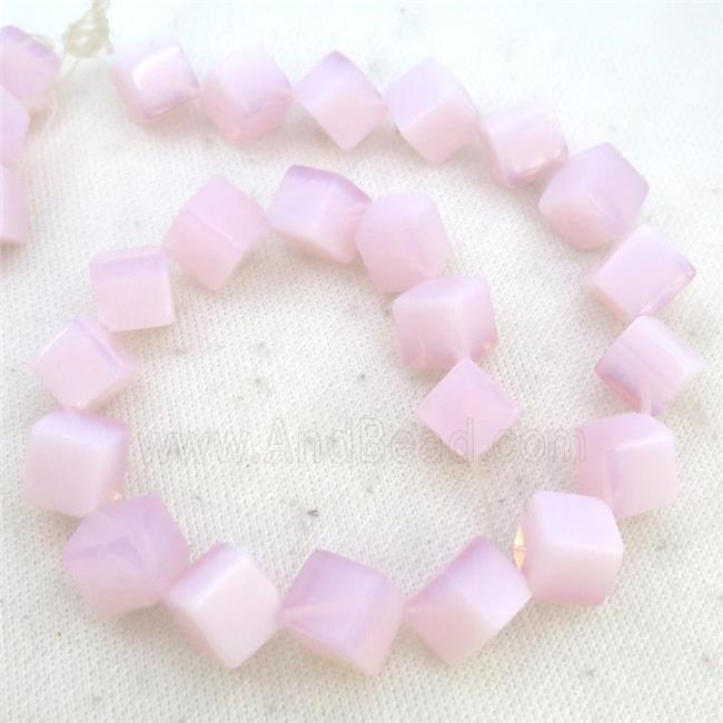 Pink Opalite Cube Beads Corner-Drilled