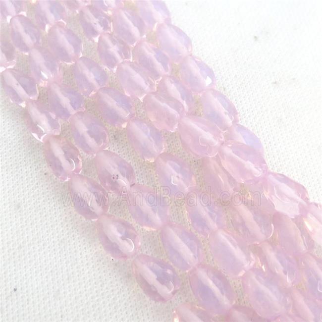 Pink Opalite Beads Faceted Teardrop