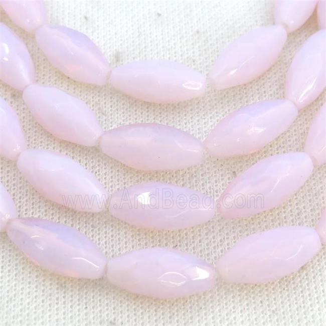 Pink Opalite Beads Faceted Rice